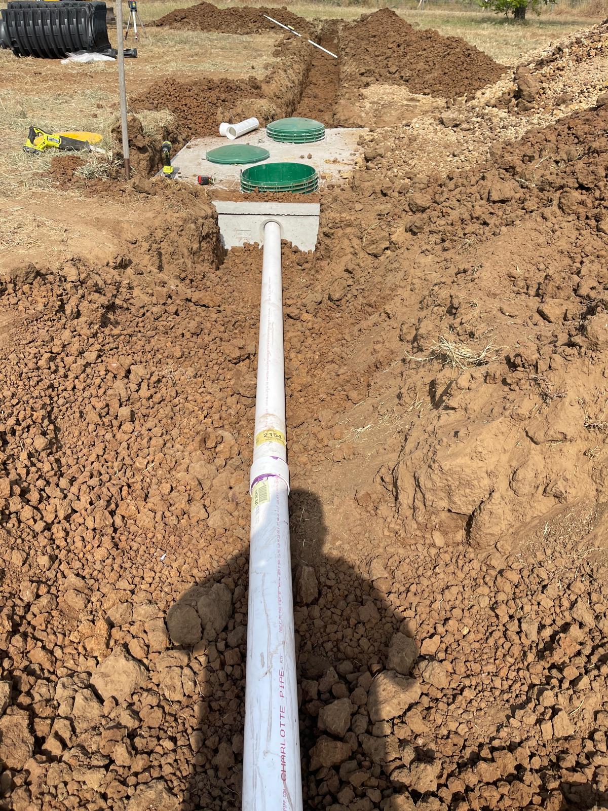 Septic tank with piping